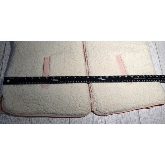 Ruby Rd Petite Large Pink Reversible Cream Sherpa Quilted Puff Vest Front Zip - Picture 7 of 8